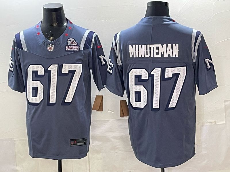 Men 2026 New England Patriots 617 Minuteman blue 5th generation Throwback Nike Limited NFL Jersey style 001